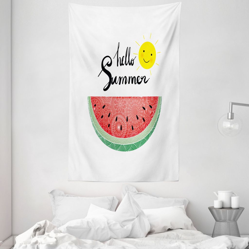 ABAKUHAUS Hallo Sommer Wandteppich und Tagesdecke, Abstrakt Zentangle aus Weiches Mikrofaser Stoff Waschbar ohne Verblassen Digitaldruck, 140 x 230...