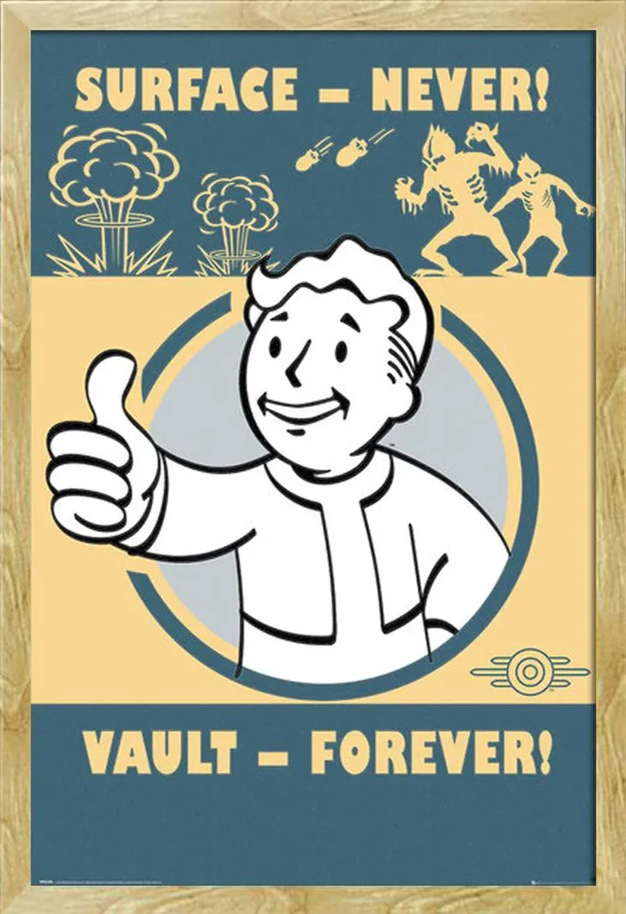 Cadre déco Fallout 4 Vault Forever Shinsuke bois hêtre pour gamer