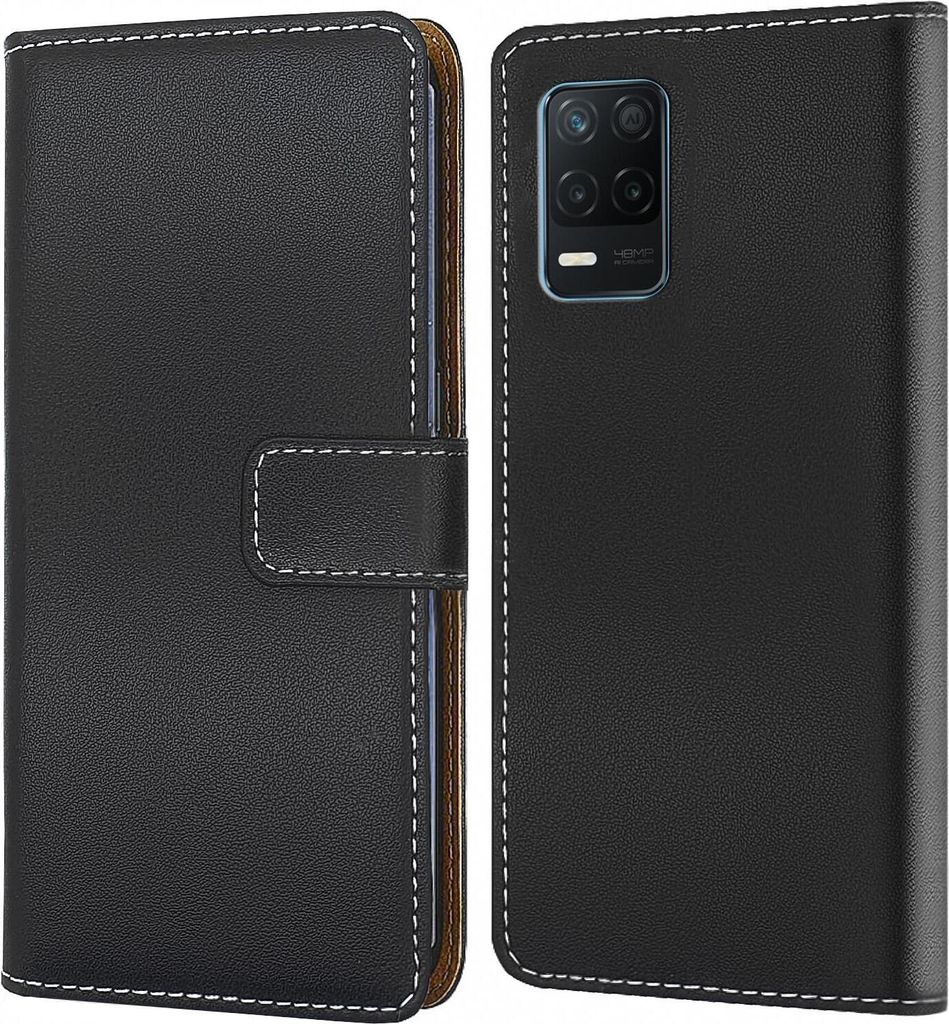 Handy Tasche für Realme 8i Schutzhülle Bookstyle Etui Klapphülle Wallet Flip Cover Case Schwarz
