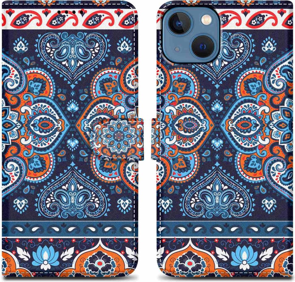 Cadorabo Schutzhülle für Apple iPhone 14 PLUS Hülle Design Blau Handyhülle Schutzhülle Etui Magnetisch Case Cover