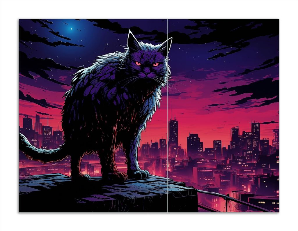 Wallario Herdabdeckplatte aus Glas, Größe 70 x 52 cm 2-teilig, Motiv Hüterin der Nacht