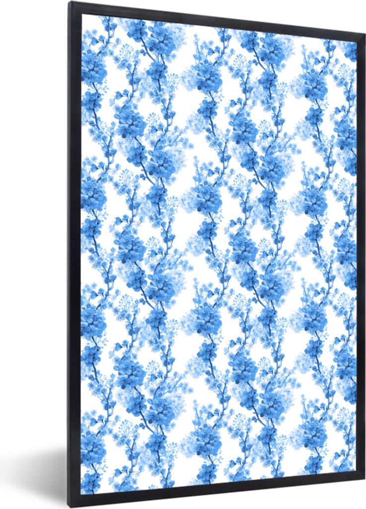 MuchoWow MuchoWow Gerahmtes Poster Blumen - Blüte - Pflanzen - Blau 20x30 cm - Poster mit zchwarzem Bilderrahmen - Drucken - Bilder Poster im ...