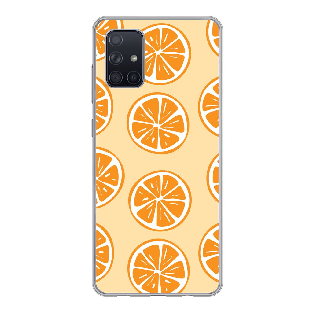 MuchoWow Handyhülle Schutzhülle Hülle für Samsung Galaxy A51 Obst - Orange - Tropisch Silikon Softcase Handy Hülle - Schutzabdeckung