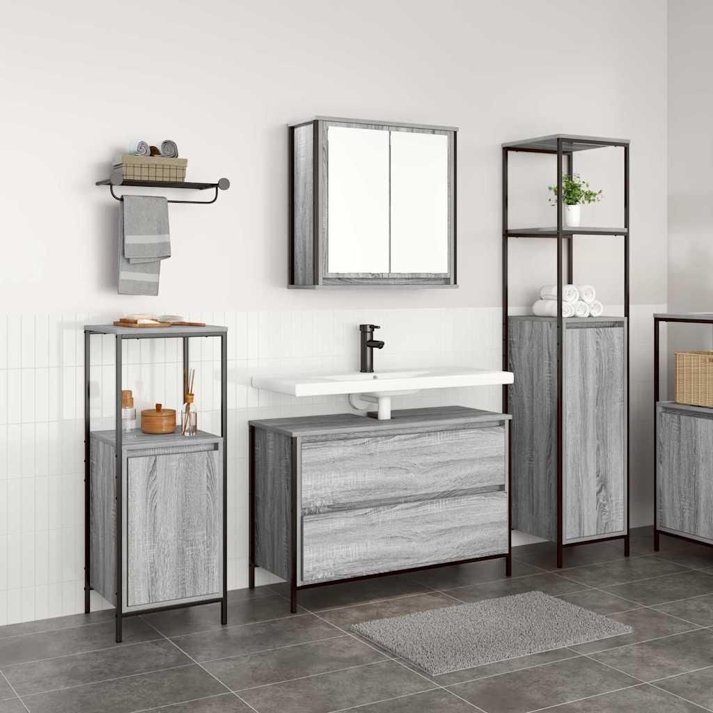 Maison Exclusive - Badezimmermöbel-Set mit Regal 3 pcs Graues Sonoma Holzwerkstoff
