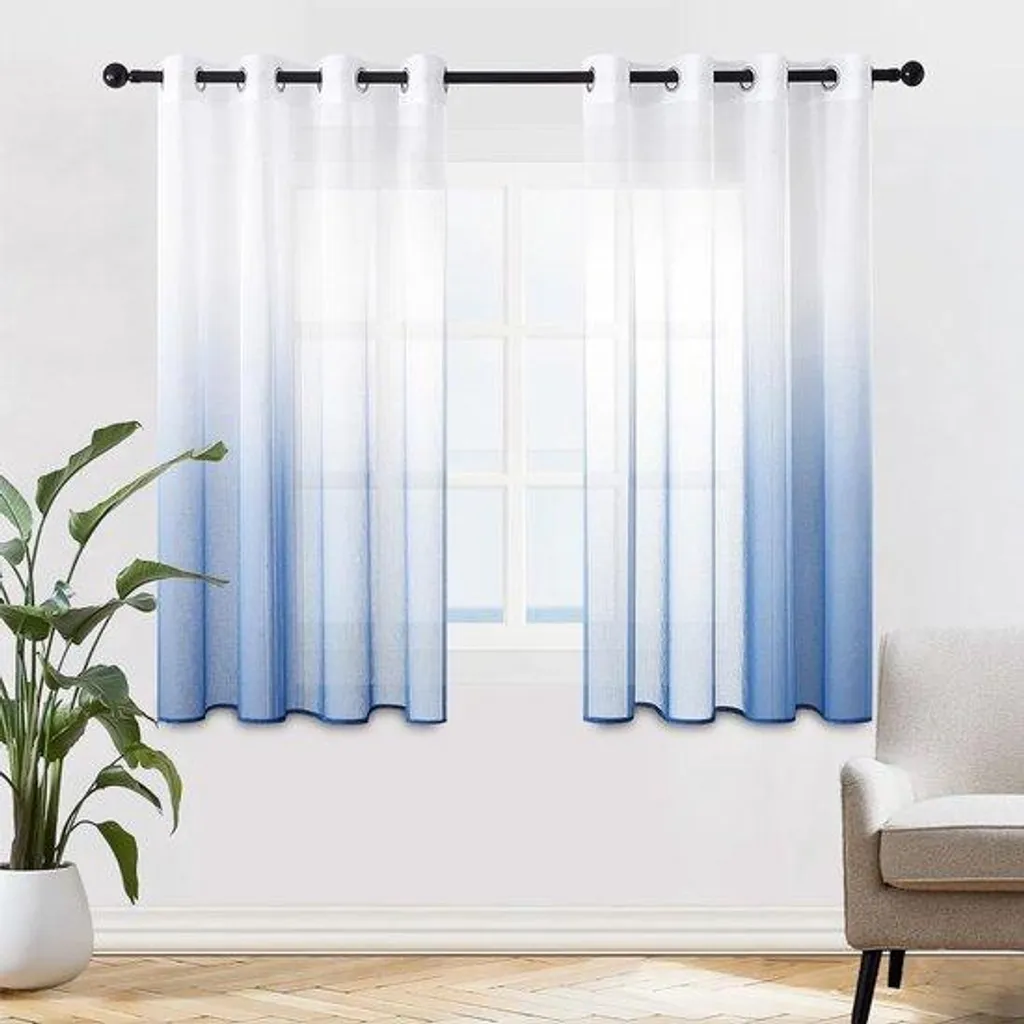 Rideaux transparents en polyester - Lot de 2 voilages 145x140 cm durables