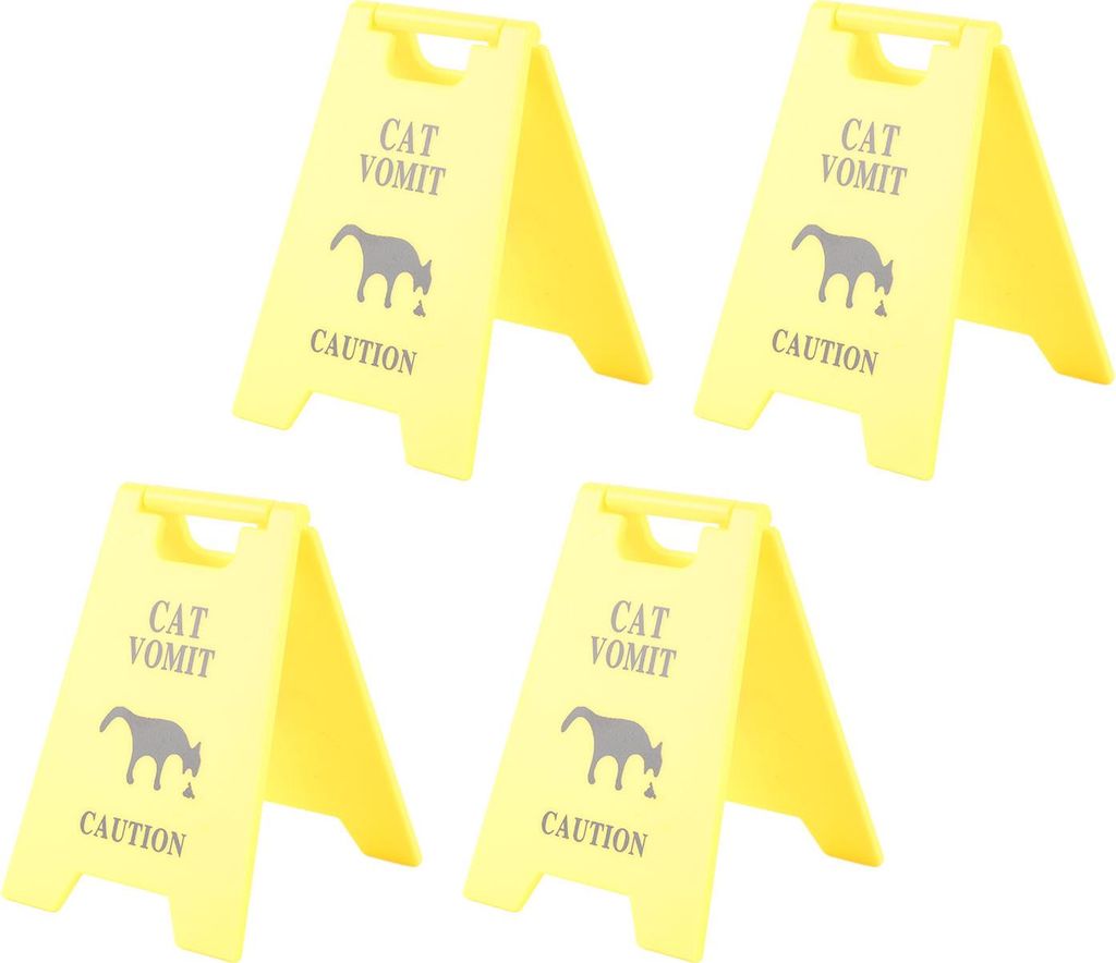 4PCS Katze Erbrechen Zeichen wasserdicht ABS 3D gedruckt lustige Katze Erbrechen Warnung Zeichen Dekoration für Katzenliebhaber
