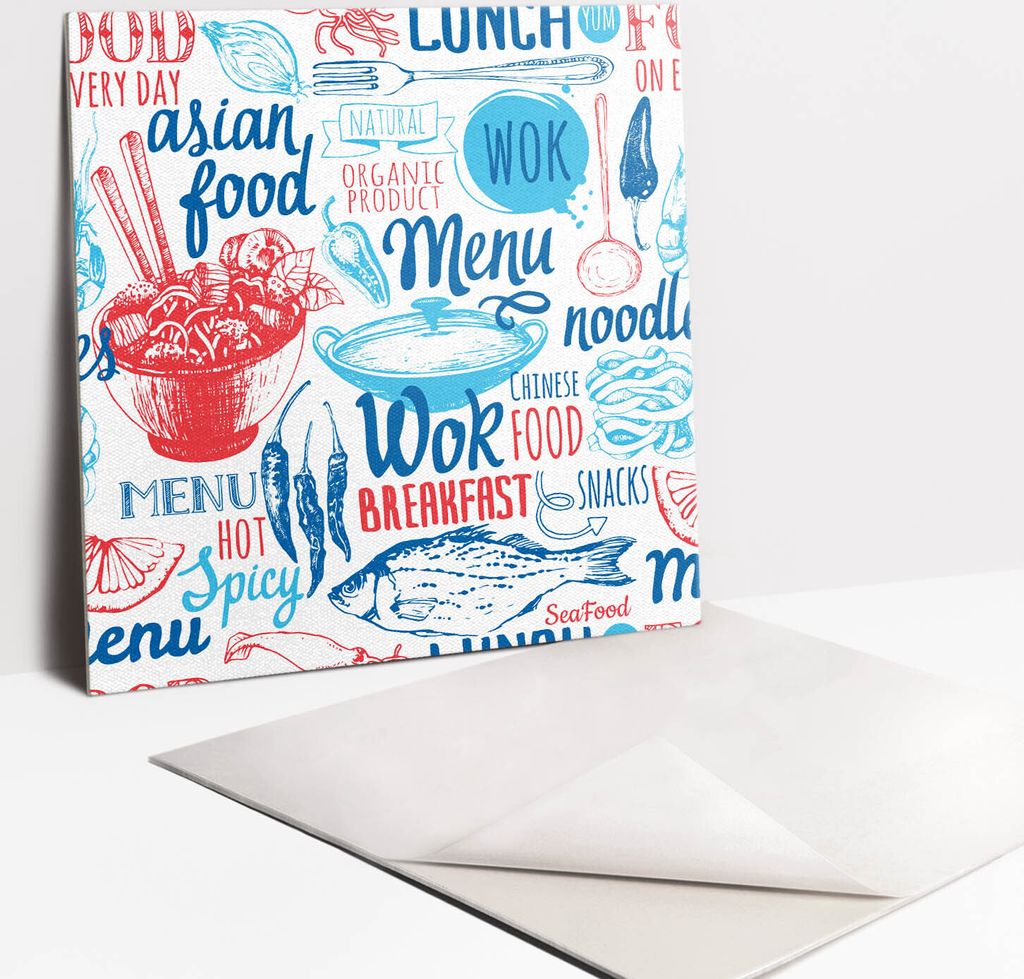 Fliesenaufkleber Set - 9 Stück Selbstklebende PVC Fliesen-Designs - Für Bad und Küche 30 x 30 - Zeichenthema des Essens