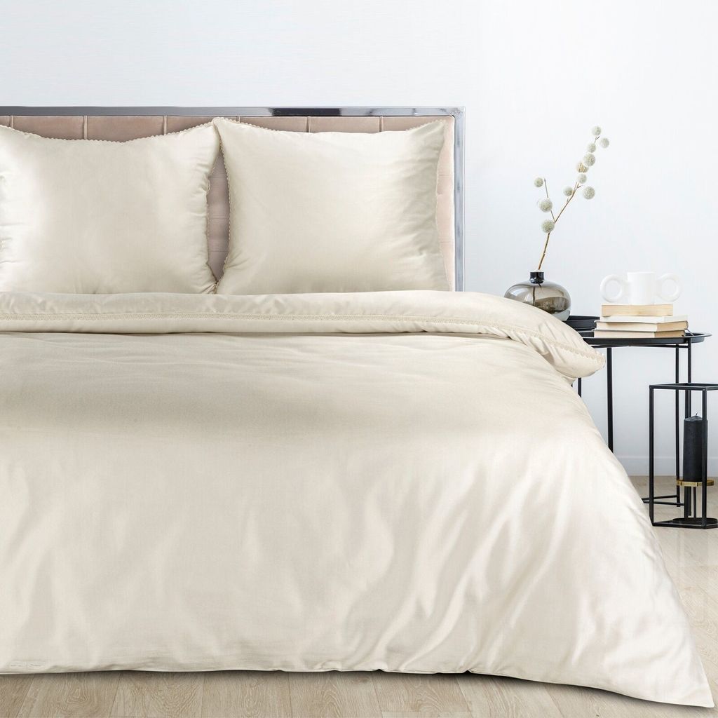 Eurofirany Bettwäschegarnitur Bettwäsche LINDA creme 220x200 cm 3 TLG SET: mit 2 Kissenbezüge 70x80 cm