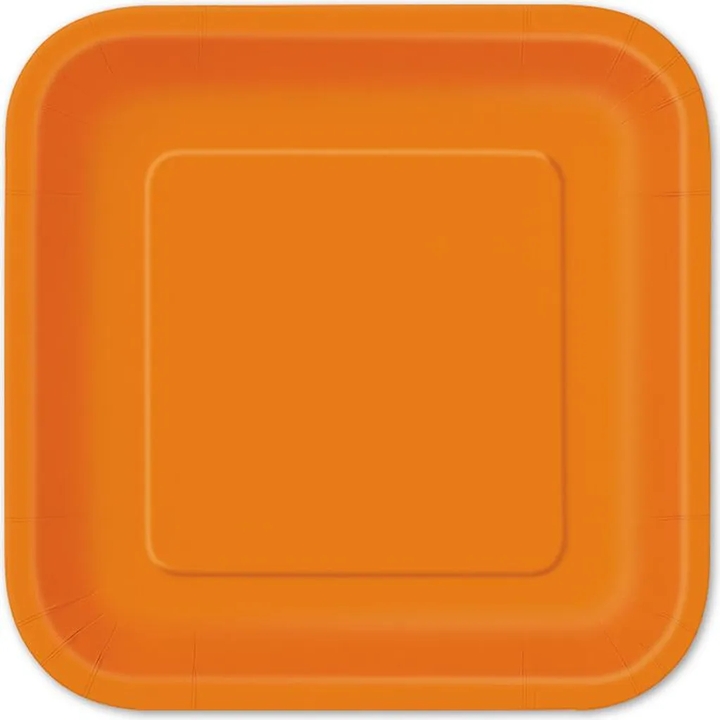 Assiettes carrées jetables en carton orange 23 cm pour fête et buffet