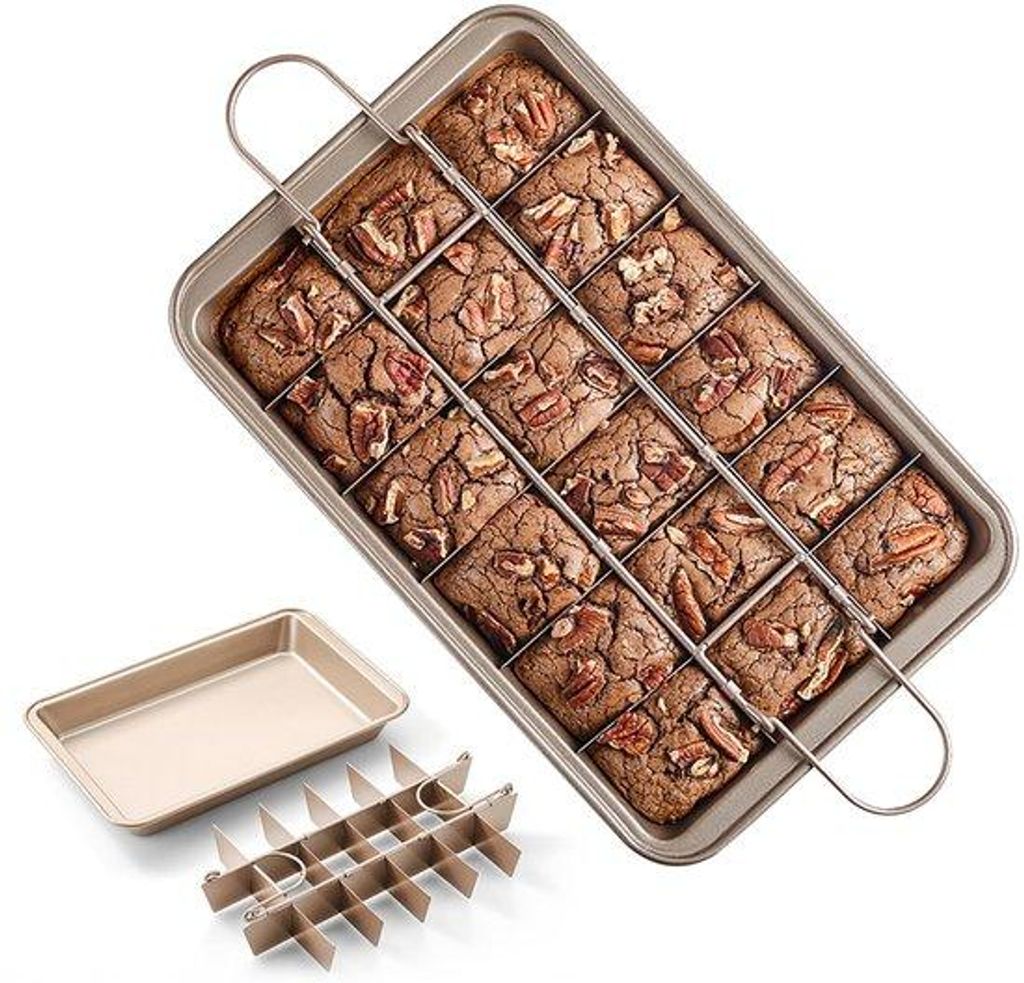 Koekenpan aus Kohlenstoffstahl mit Verteiler, Antihaft-Boden, Handgriff, Backofen geeignet, 18 vorvorgeschnittene quadratische Backformen (30,48 cm...