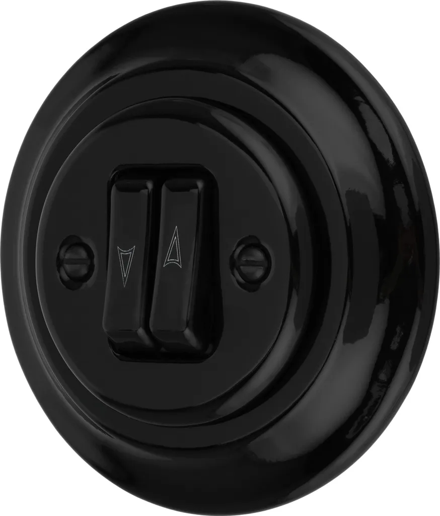 Bouton de store encastrable en porcelaine noire PR1 finition rétro