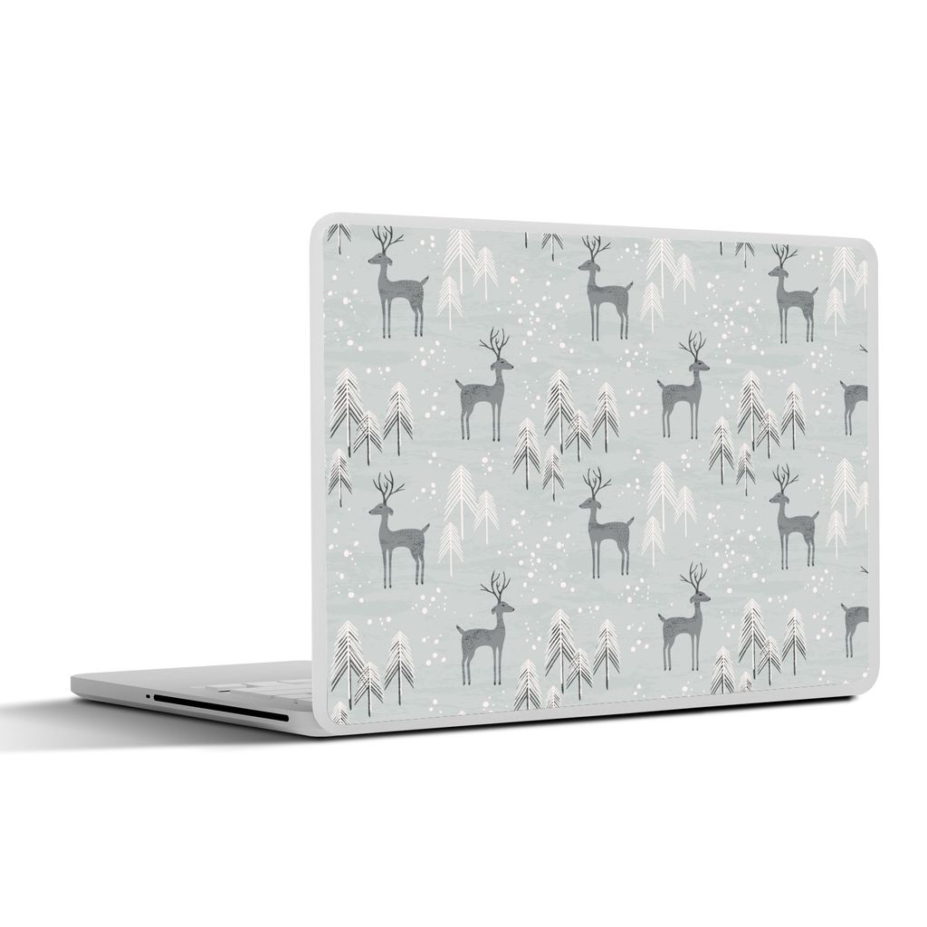 MuchoWow Laptop Aufkleber Sticker Cover Muster - Hirsche - Winter 32.5x23.5 cm - Sticker für Laptop - Selbstklebend