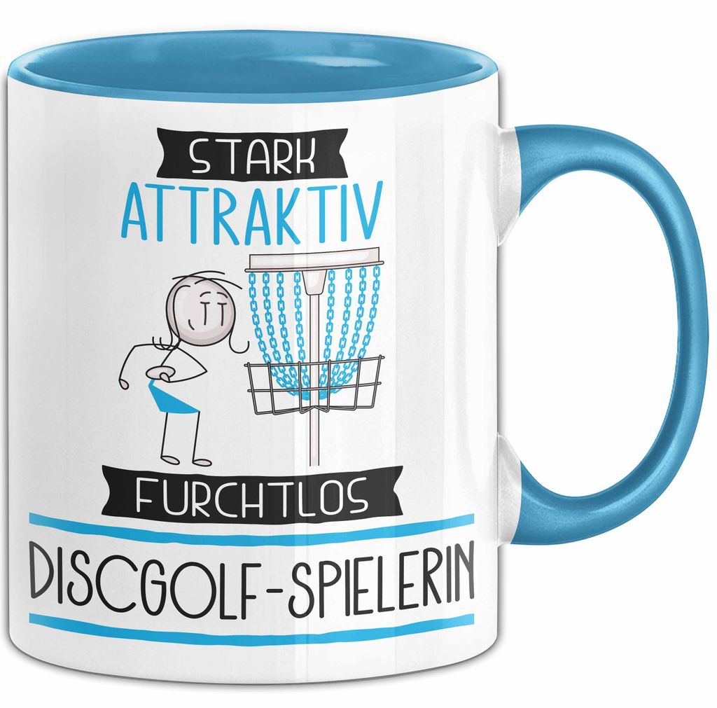 Discgolf-Spielerin Tasse Geschenk Becher Stark Attraktiv Furchtlos Discgolf-Spielerin Lustige Geschenkidee (Blau)