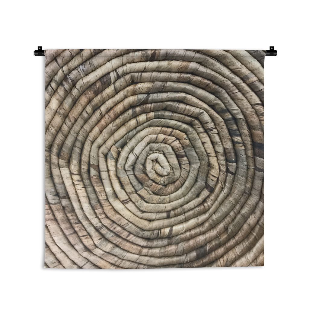 MuchoWow Wandteppich Wandbehang Kreis - Schilf - Korb 90x90 cm Tapisserie Dekoration Wandtuch - Wandaufhänger