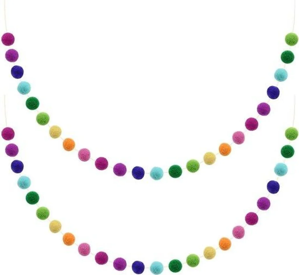 Guirlande Boules Feutre Multicolore 2m - Décoration Murale Artisanale