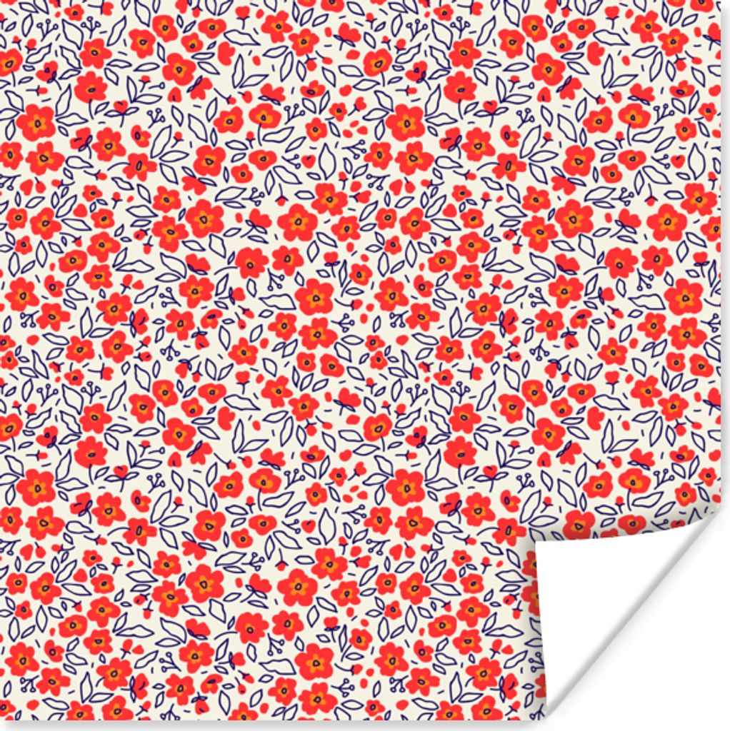 MuchoWow Poster Blumen - Rot - Illustration 50x50 cm - Wohnzimmerdekoration