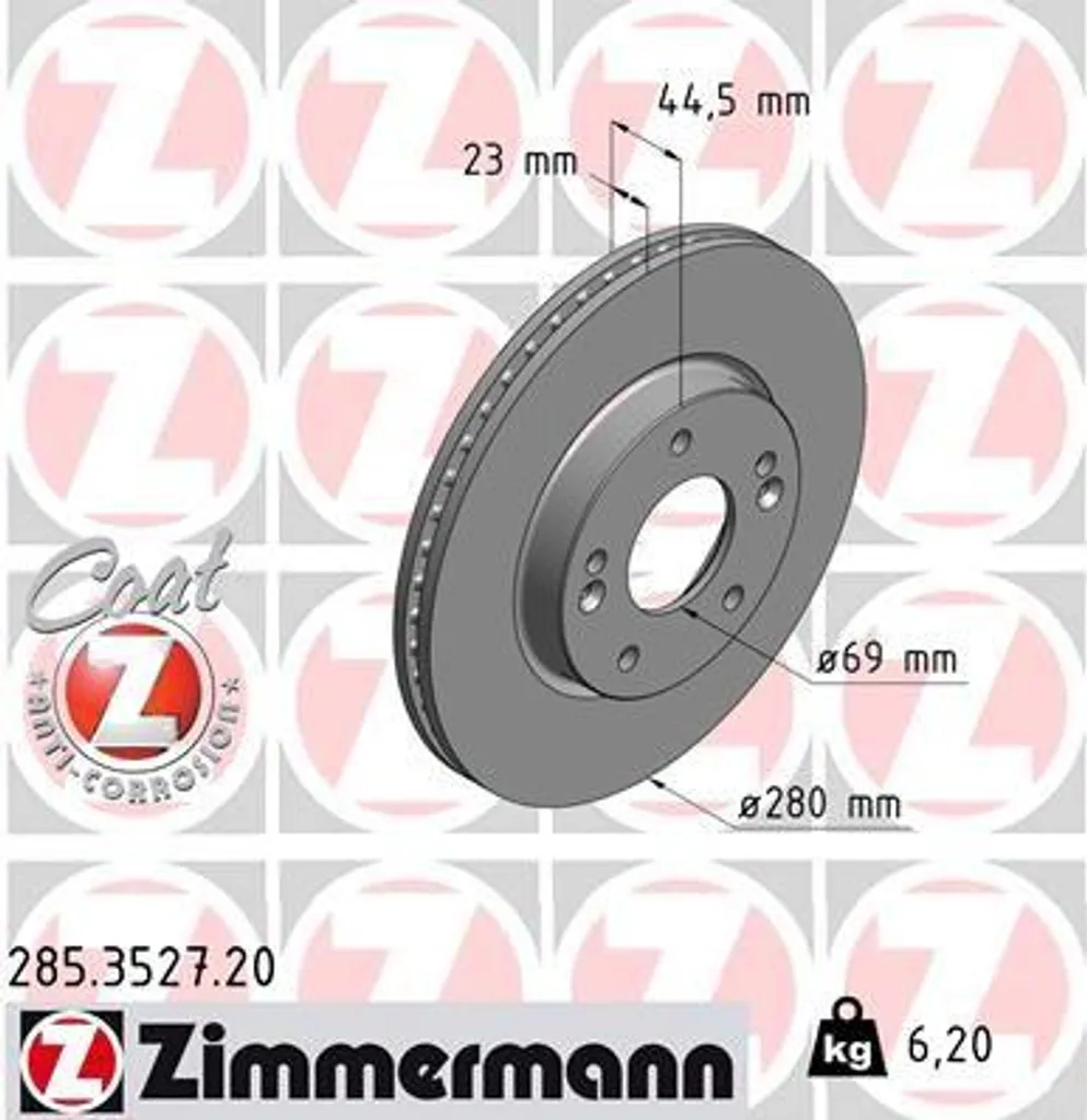 Équipez votre Kia Xceed d'un disque de frein fiable Zimmermann 285.3527.20