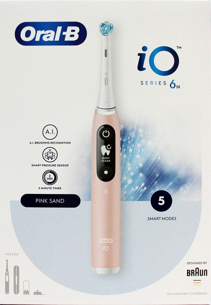 Braun Oral-B iO Series 6 Pink Onyx elektr. Zahnbürste Pink mit Reiseetui