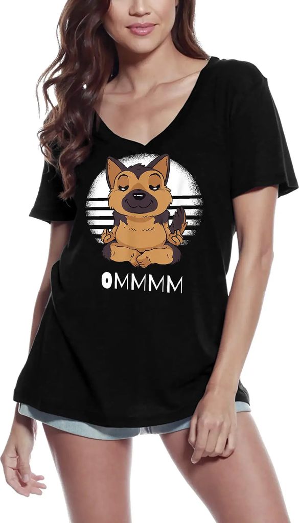Damen Grafik T-Shirt V-Ausschnitt Cool Dog Entspannung - spirituelle Yoga Meditation – Cool Dog Relaxation - Spiritual Yoga Meditation