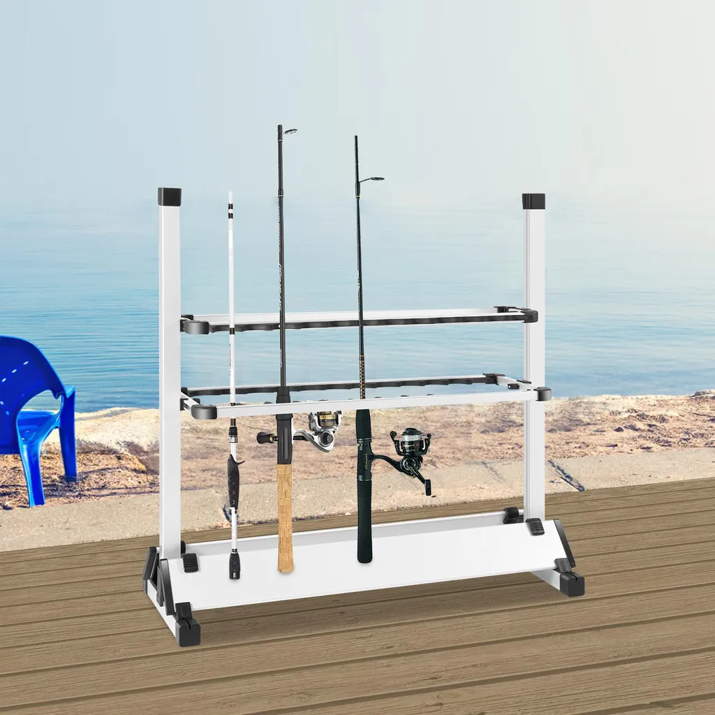 Support cannes à pêche robuste en aluminium argenté haute capacité - 4