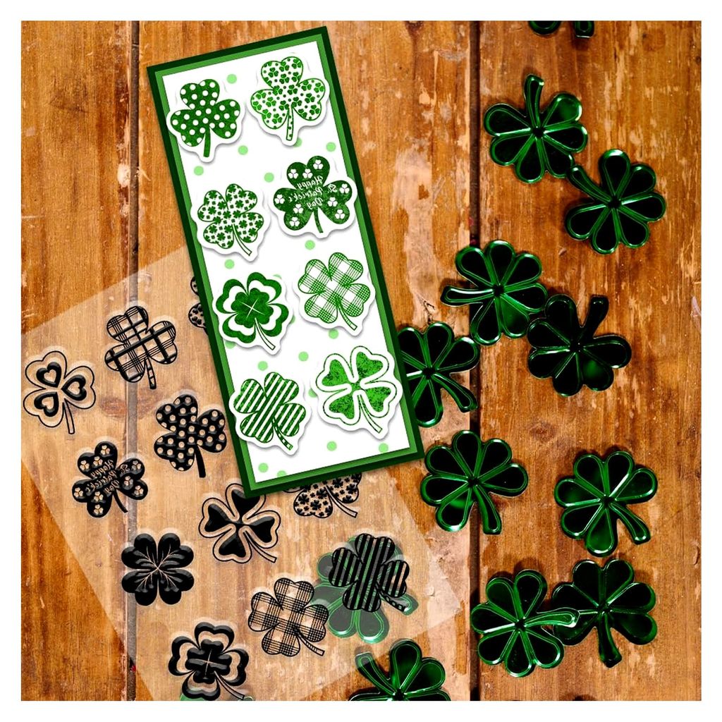 Transparenter Stempel mit Kleeblatt für Scrapbooking, Silikonstempel für Einladungen und Geschenkanhänger