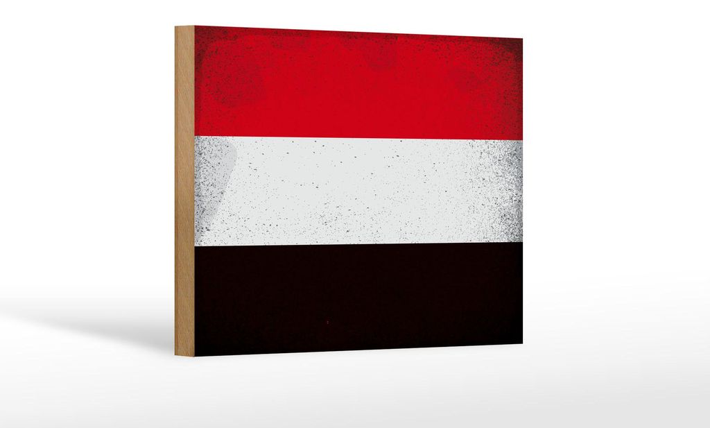 Holzschild Flagge Jemen 18x12 cm Flag of Yemen Vintage Dekoration