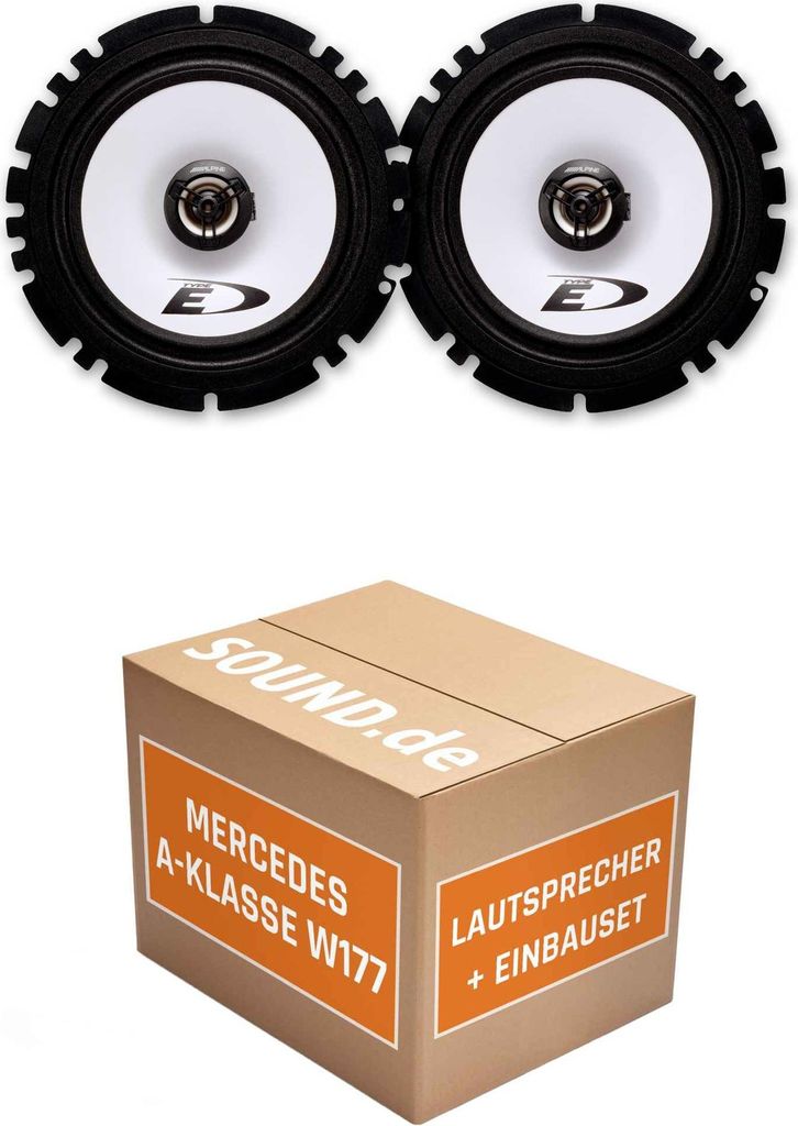 Lautsprecher Boxen Einbaupaket vorne Alpine SXE-1725 passend für Mercedes A-Klasse W 177 | 2x Tief-Mitteltöner mit integriertem Hochtöner 220W MAX