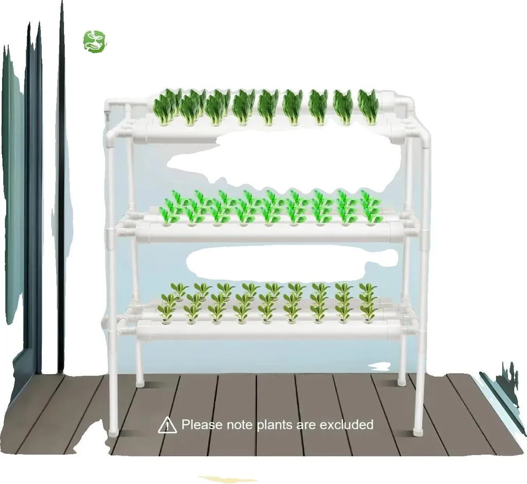 Kit hydroponie 3 niveaux 90 plantes blanc : structure PVC haute densité