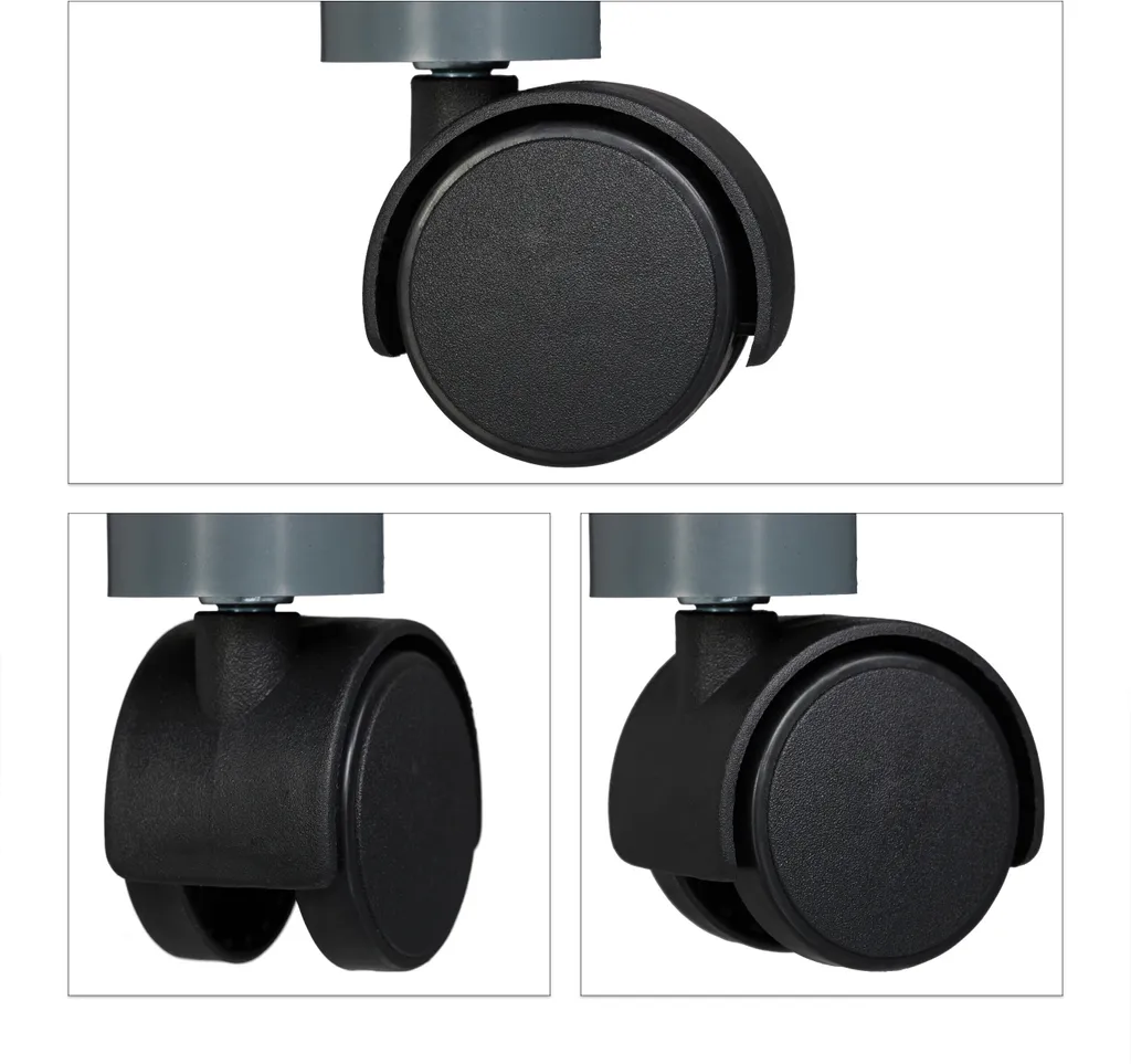 Support TV mobile noir mat avec 2 compartiments et roulettes pivotantes - 6