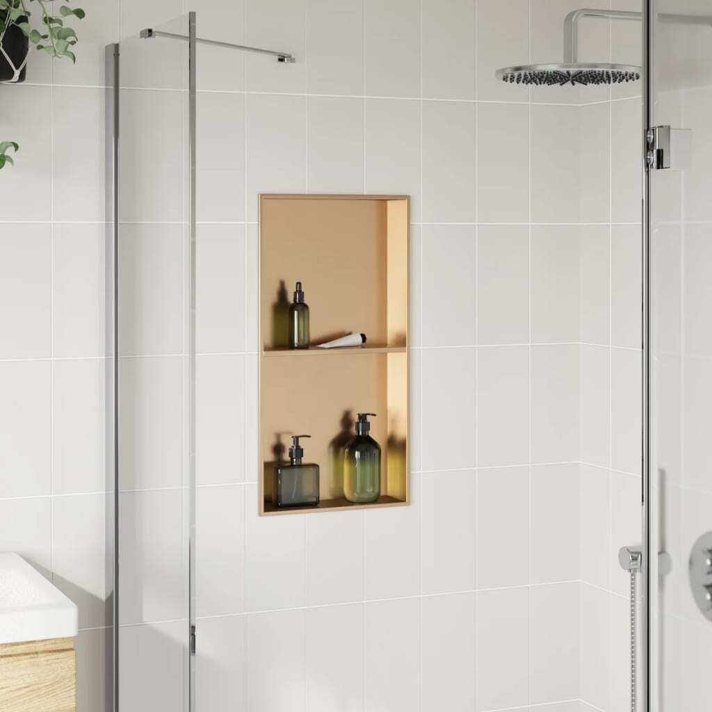(Robust Möbel)Duschnische Golden Gebürstet 32x62x9cm Edelstahl - Duschkabinen NeuMöbel9003729