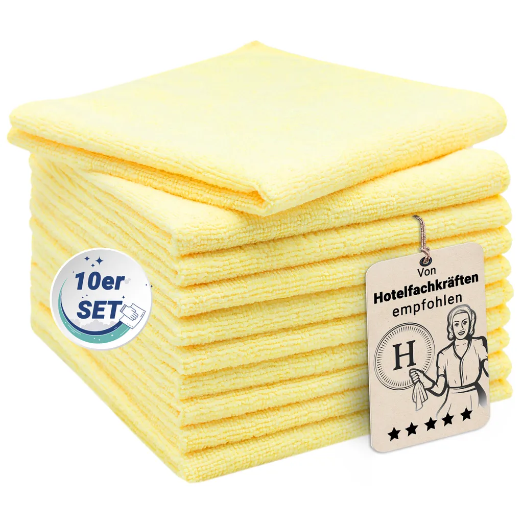 Stock 10 Panni Microfibra Giallo 40x40 - Alta Assorbenza per Imprese