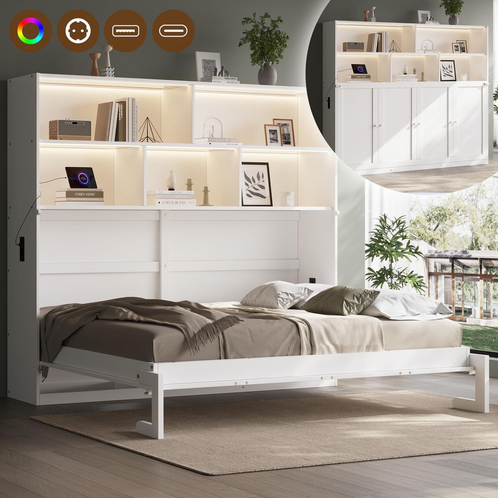 Postel s úložným priestorom Flieks, 90x200 cm, s LED Obrázok produktu 