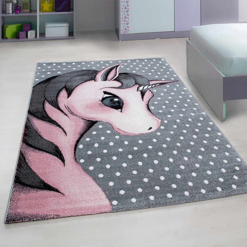 Kids Licorne tapis chambre d'enfant poils ras rectangle Image du produit 