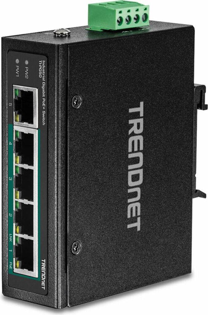 TRENDnet Industrie Switch 5 Port Fast Eth. PoE+ L2 DIN-Rai Zdjęcie produktu 
