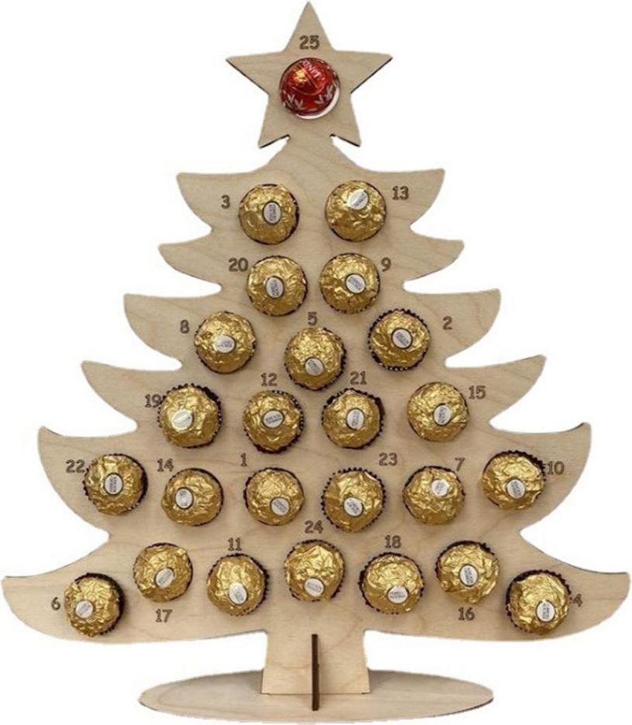 Holz Adventskalender Weihnachten Schokolade Ständer Weihnachtsschmuck Party Dekoration Geschenke
