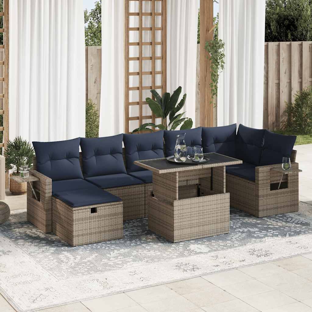 Maison Exclusive - 8-tlg. Garten-Sofagarnitur mit Kissen Grau Poly Rattan