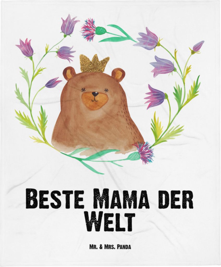 Mr. & Mrs. Panda Fleecedecke Bär Königin - Weiß - Geschenk, Mutter, Muttertag, Teddy, Plaid, Mama, Kinderdecke, Babydecke, Lieblingsmensch, Mutt...