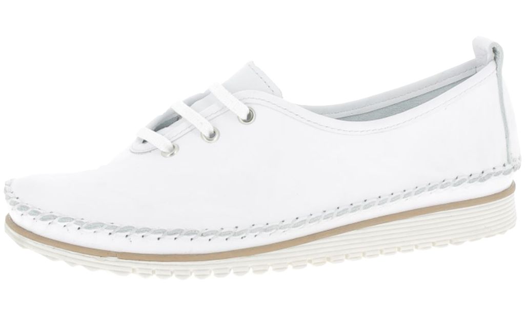 Andrea Conti Damen Leder Schnürschuh Halbschuh Keilabsatz Farbstreifen 0023626, Größe:38 EU, Farbe:Weiß