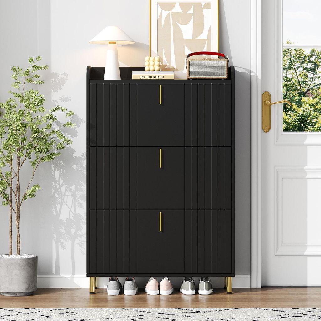 Armadio per scarpe con 3 ante, dimensioni 80x23,5x123,5 cm, Immagine del prodotto 