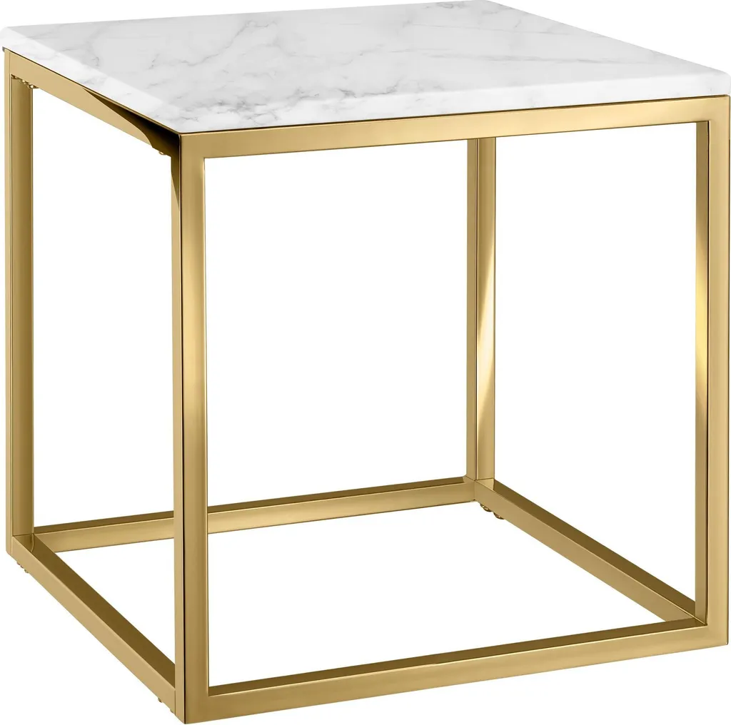 Table d'appoint stable Alysia marbre et or - Meuble gain de place