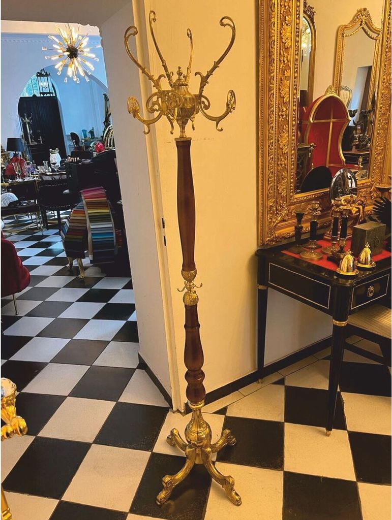Casa Padrino Luxus Barock Garderobenständer Gold / Dunkelbraun H. 180 cm - Italy