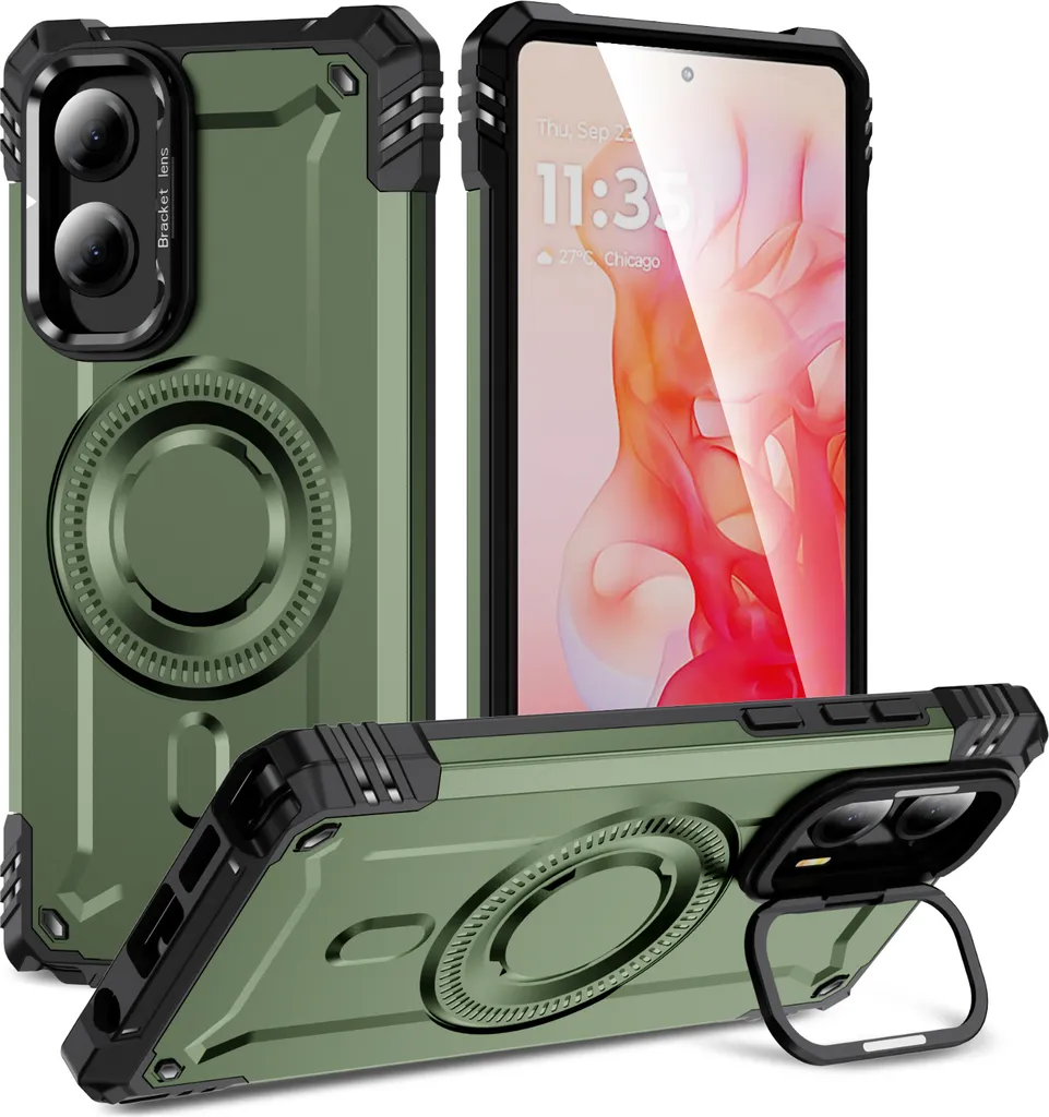 Custodia Militare Moto G Stylus 5G 2024 Verde con Supporto Magnetico