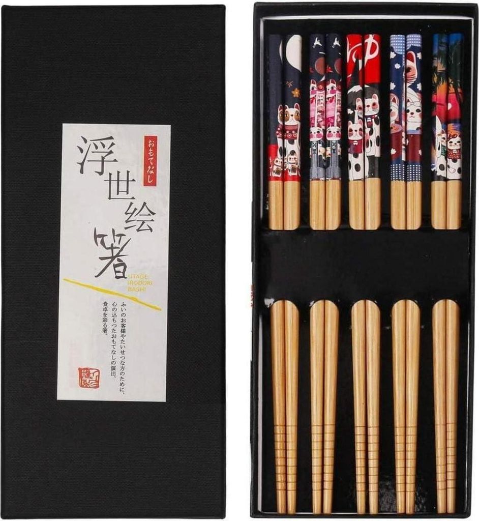 5 Paar Japanische Essstäbchen aus Bambus - Produktbild 