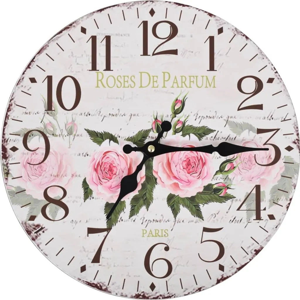 Horloge murale cuisine vintage fleurs 30 cm - Style campagne chic