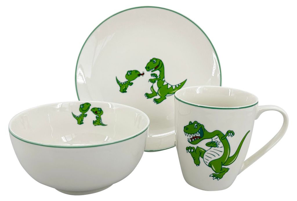 Kindergeschirrset Dino (Becher, Schüssel, Teller), grüne Produktbild 