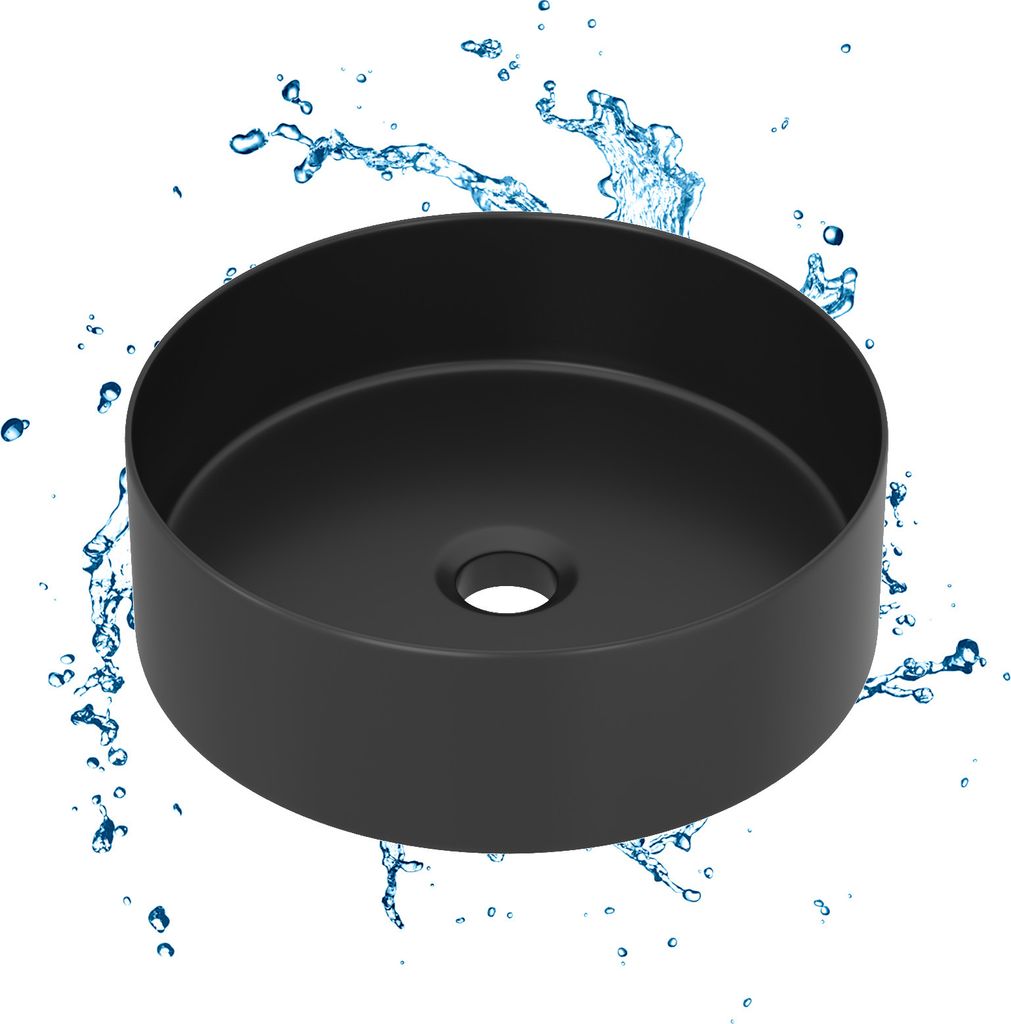 Waschbecken Rund Aufsatzwaschbecken Schwarz Waschtisch Produktbild 