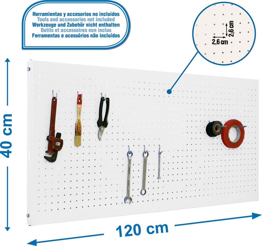 Perfuriertes Painel PANELCLICK 1200x400 WEISS + 8 HAKEN