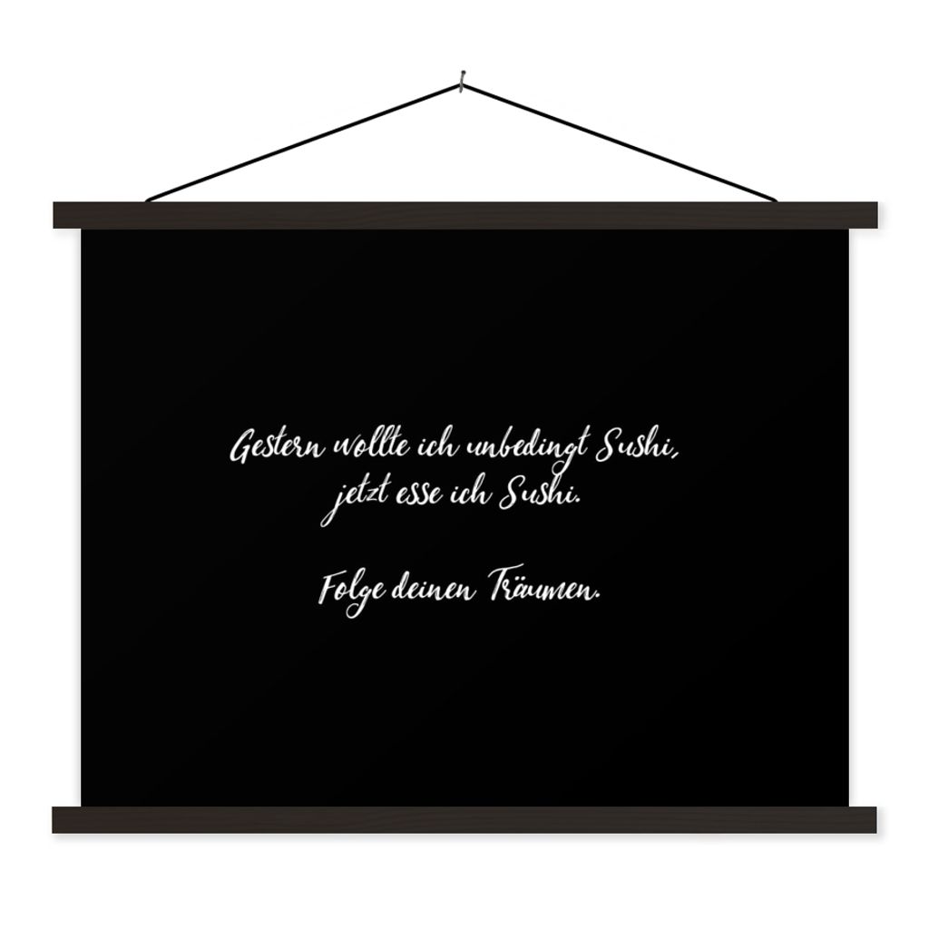 MuchoWow Textilposter Sushi-Liebhaber - Zitate - Sprichwörter - Essen - Folge deinen Träumen 40x30 cm mit schwarzem Rahmen - Dekorationen