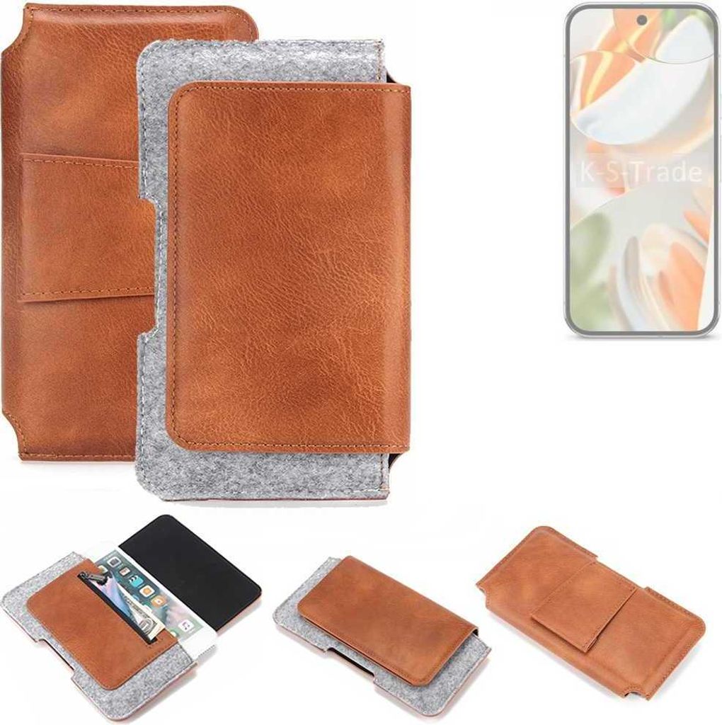 K-S-Trade Handyhülle Schutzhülle kompatibel mit Google Pixel 9 Pro Gürteltasche Holster Gürtel Tasche Smartphone Tasche Handy Hülle Polyuretha...