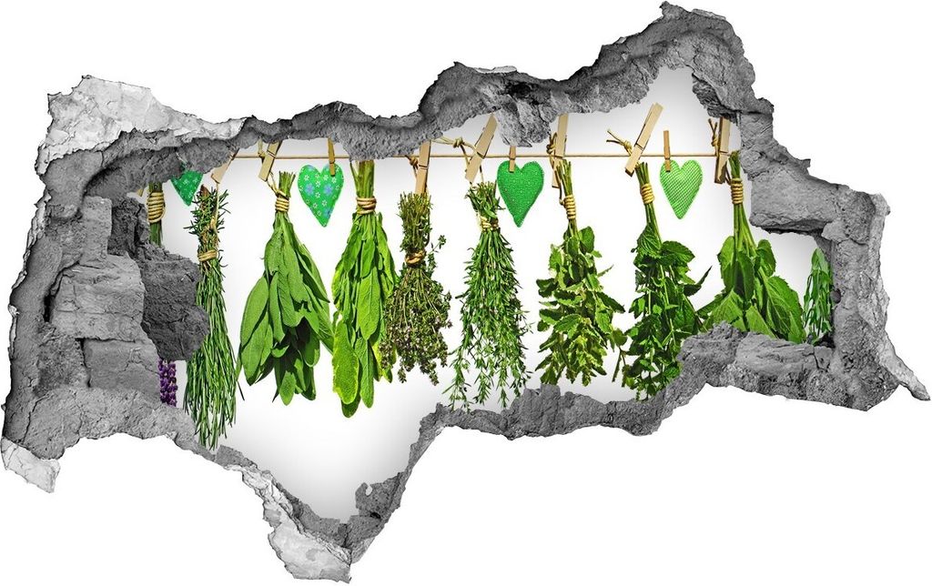 Selbstklebender Loch-3D-Aufkleber 95x73 cm Kräuter auf einer Schnur